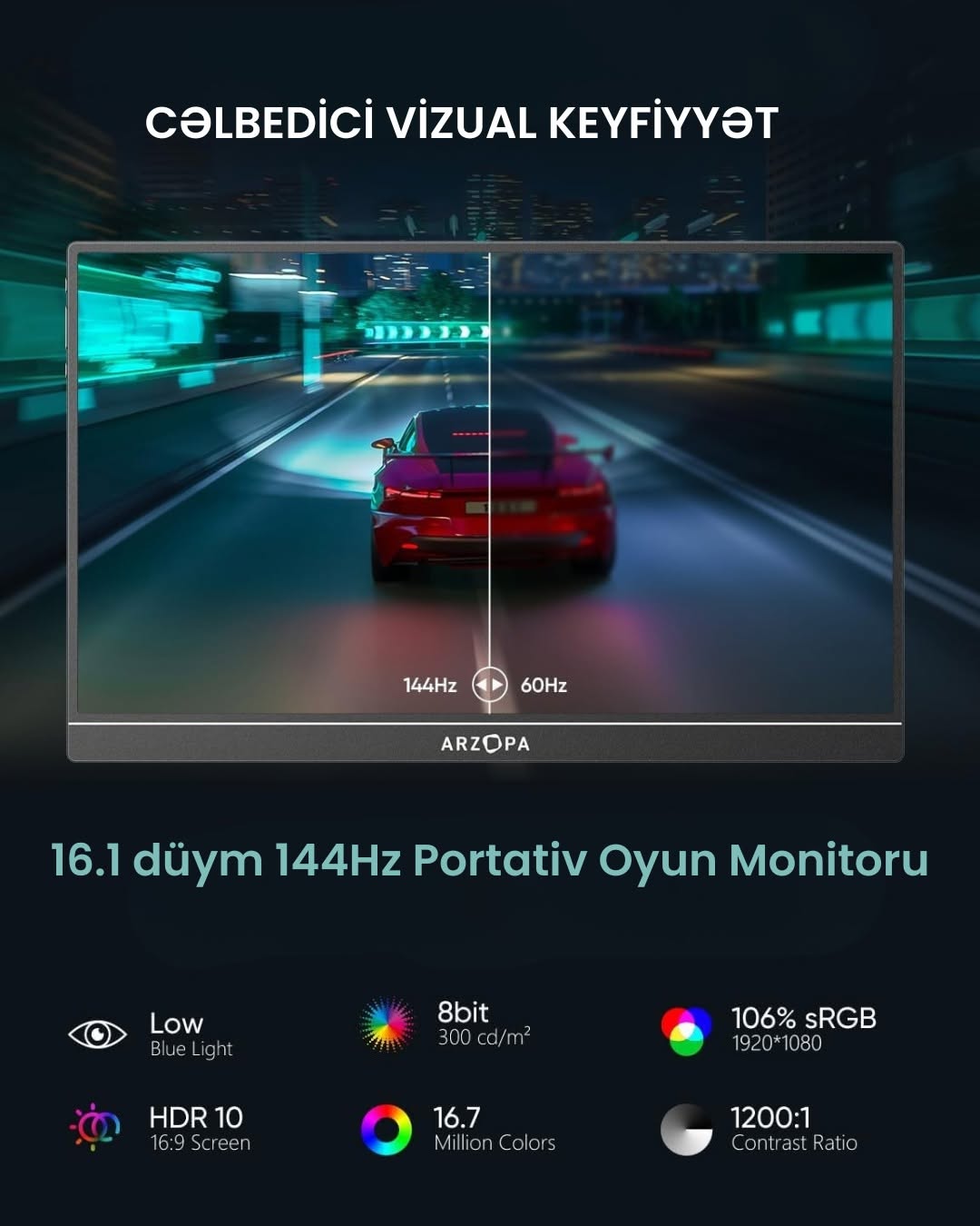 Arzopa 16.1''144Hz 1080P FHD Laptop Monitor - Image 5