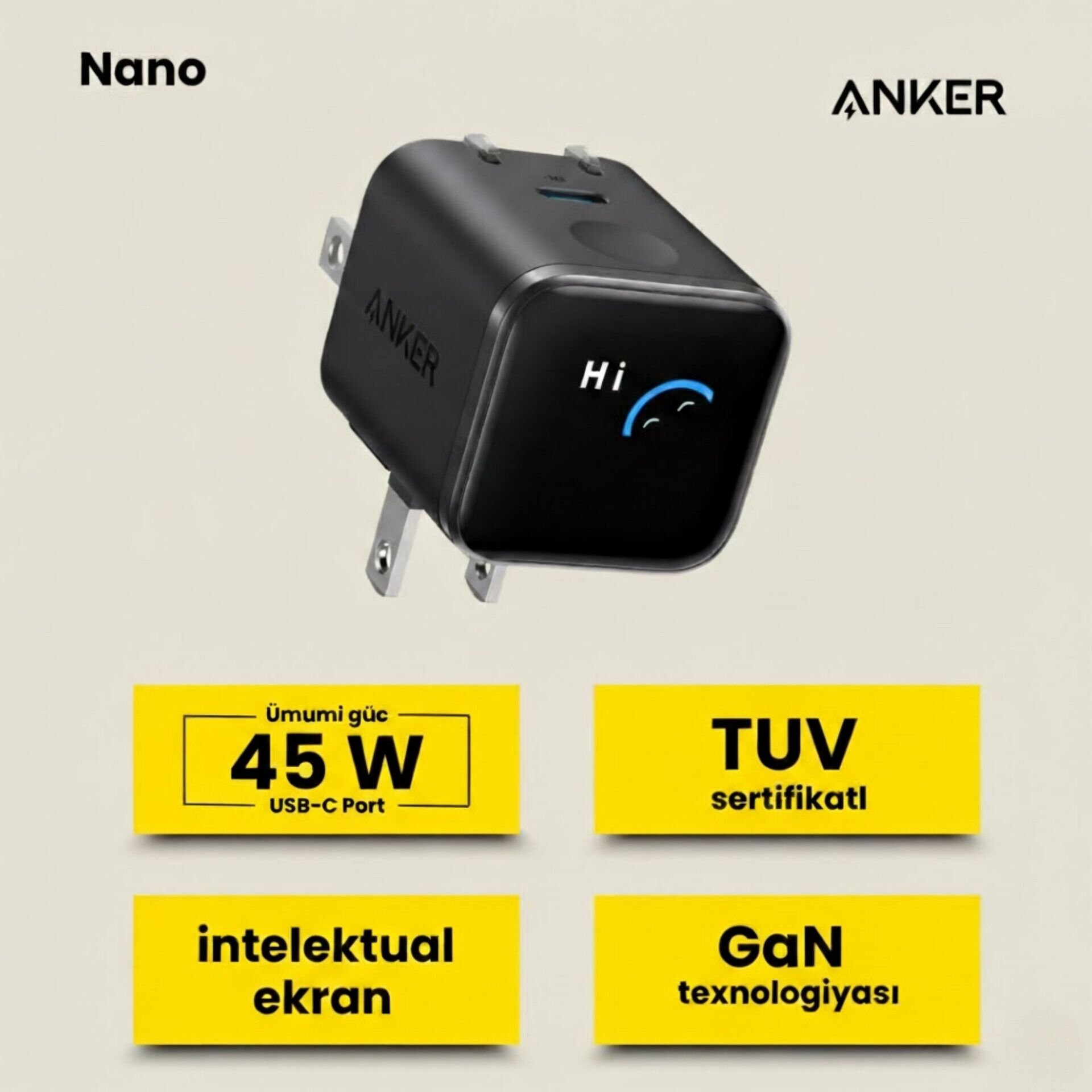 Anker Nano Charger 45W Smart Display